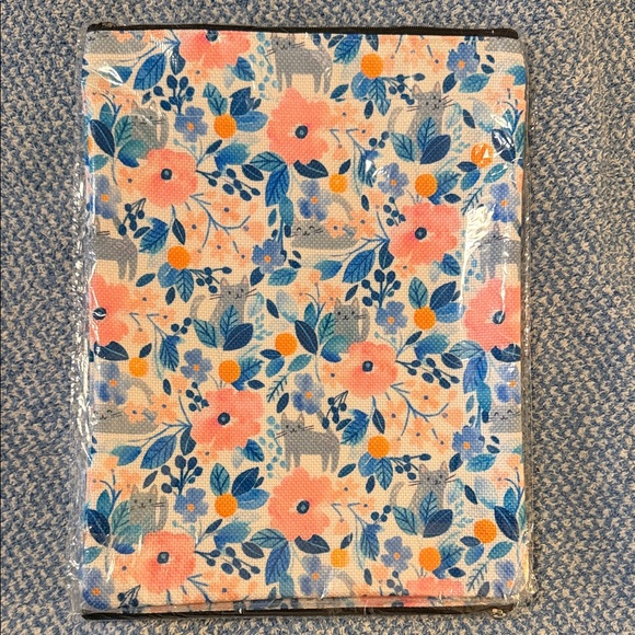 Accessories - Book sleeve with Peach Blooms and Blue Leaves